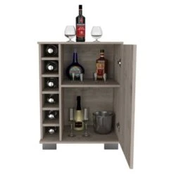 FM Furniture Liverpool Bar Cart With 4 Legs, 6 Cubbies, Cabinet, And 2 Inner Shelves - Laminate -Elegance Barware c19e3e54 8244 41e1 ab24 6fd2cb05c284