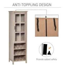 HOMCOM Wine Cabinet Bar Display Cupboard With Glass Door And 3 Storage Compartment For Home Bar - Walnut -Elegance Barware c1c55719 6fe1 4f22 bd2a 9375b7442fd5