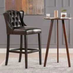 Richmond Faux Leather Armless Wingback Tufted Counter And Bar Stool - Single - Vintage Black Brown - Counter Height -Elegance Barware c1df8438 4818 42a6 b464 d82b3e8a9643