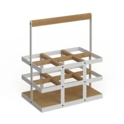 Modern 6-Bottle Wood And Metal Wine Holder - Grey -Elegance Barware c24e4933 b9a4 4c17 93b7 ae8e16b06fc8