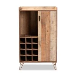 Baxton Studio Mathis Brown Wood And Rose Gold Metal Wine Storage Cabinet - Brown -Elegance Barware c28ab209 398e 45e5 97ba 25af9980249b