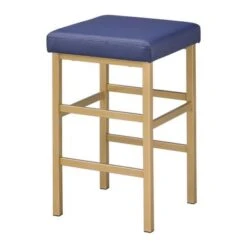 OSP Designs 26 Inch Gold Backless Stool - Black