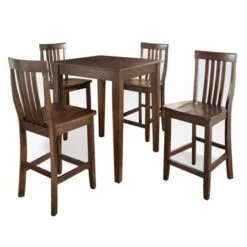5Pc Pub Dining Set W/School House Stools - Mahogany -Elegance Barware c3144b99 5a77 42a3 ac79 3021c646f418