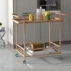 Ambrose Industrial Glass Bar Cart With Shelves By Christopher Knight Home - Iron/Glass - Rose