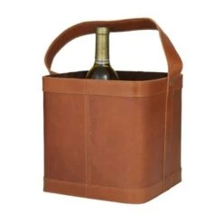 Leather Modern Wine Holder - 9 X 9 X 17 - Black -Elegance Barware c57bdb7d 3c03 4c22 9427 1fd176b72591