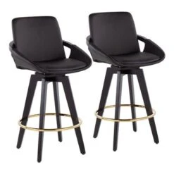 Carson Carrington Pugo Fixed-Height Counter Stool With Black Wood Base (Set Of 2) - Cream + Gold Footrest -Elegance Barware c5c94a90 34eb 4116 be16 ff69f03e3c66