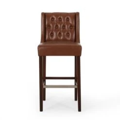 Bayliss Contemporary Wingback Barstools (Set Of 2) By Christopher Knight Home - Cognac Brown + Espresso -Elegance Barware c5cbb758 10b9 489f bf15 54cbffd1b759