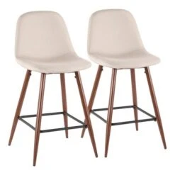 Carson Carrington Stone Walnut Counter Stool (Set Of 20 - Grey Faux Leather -Elegance Barware c655aee2 56cf 4044 9bd6 ca70129f3da2