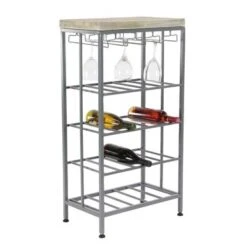 Iron/ Wood Industrial 36-inch Wine Rack - 19 X 11 X 36 - Grey -Elegance Barware c782a235 b3b4 40d0 9dfb 9d2967b19548