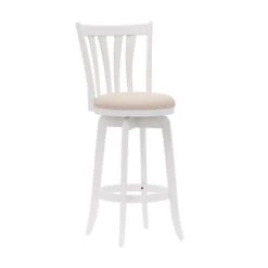 Hillsdale Furniture Savana Wood Upholstered Swivel Stool - White With Cream - Bar Height - 29-32 In.