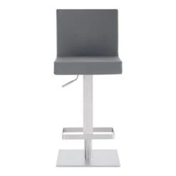 Strick & Bolton Callcott Contemporary Faux Leather And Metal Swivel Bar Stool - Grey And Brushed Stainless Steel -Elegance Barware c8897820 a097 4948 b6f4 f5a2201874da