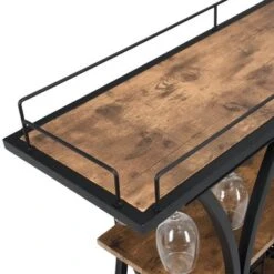 Industrial Bar Cart Kitchen Bar Serving Cart For Home - 44*13*33.66INCH - Black - MDF/Metal -Elegance Barware c8add8c2 d9c3 4bf0 b5d9 62a0d1ffd795