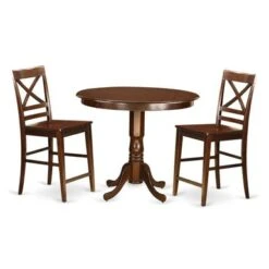 East West Furniture - Rubberwood Counter-height Pub Set - A Table And Counter Height Chairs (Color Options Available) - TRQU3-BLK-W -Elegance Barware c8d16b5b f0e6 4178 941d 0d42fe125b1c