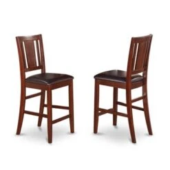 East West Furniture Modern Rubberwood 3-piece Dining Room Pub Set - A Table And Chairs- Mahogany Finish (Seat's Type Options) - EDBU3-MAH-W -Elegance Barware c8e59801 462d 4e51 bd14 f213a5a3c1e4