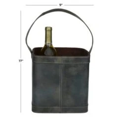Leather Modern Wine Holder - 9 X 9 X 17 - Tan -Elegance Barware c9867a18 f740 4890 b7c0 5f597b2d3454