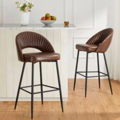 Glitzhome Set Of 2 41"H Modern Tapered Leg High Bar Stools - Brown -Elegance Barware ca0bd49a 405c 4fd0 8b77 ed0432b02c4f