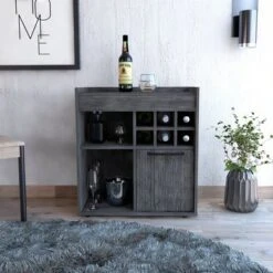 FM Furniture Leeds Bar Cabinet With 2 Concealed Shelves, 2 Open Shelves, And 6 Liquor Cubbies - MDF -Elegance Barware ca802e07 de3b 4a1b bfc2 965a8b0f83b1