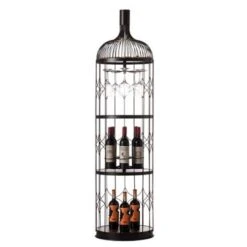 Vintiquewise Creative Bottle Shaped Black Wine Holder Rack Holder For Dining Room, Office, And Entryway - Black