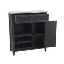 Black Distressed Wood Metal Top Farmhouse Wine Rack Storage Cabinet - Black -Elegance Barware caca4761 9add 4f17 87de 5a0ffd574bd7