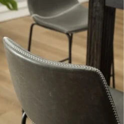 Roundhill Furniture Lotusville 7-PC Antique Black Wood Table With Faux Leather Barstools - Grey -Elegance Barware cb15ea84 9dcb 40bc a726 235d275b1182