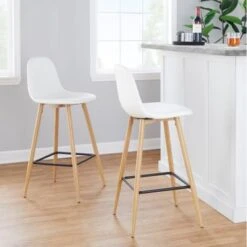 Carson Carrington Stone Natural Bar Stool - Set Of 2 - Grey Faux Leather -Elegance Barware cbcdf141 b53c 412c 9fd6 b224101f9b18