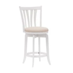 Hillsdale Furniture Savana Wood Upholstered Swivel Stool - White With Cream - Bar Height - 29-32 In. -Elegance Barware cbf04d53 a813 49e3 b398 ad8f0bc2a541