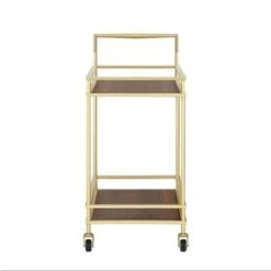 Nicole Miller Felix Bar Cart, 2 Serving Shelves, Casters - N/A - Gold/ White -Elegance Barware cc37a25e a541 4ef7 a6b6 0dcf582a2646