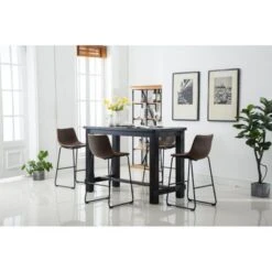 Roundhill Furniture Bronco Antique Wood Finished Bar Dining Set: Table And Four Bar Stools - Brown -Elegance Barware cd5372e7 51cf 4235 850a 8fe7bb032d32