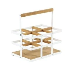 Modern 6-Bottle Wood And Metal Wine Holder - White -Elegance Barware cd5c485b d43b 4836 a9bf 22a0cf06ff1a