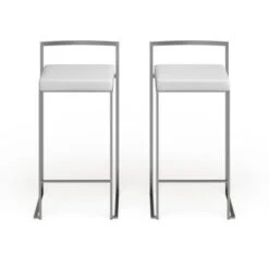 Silver Orchid Forrest Stainless Steel Stackable Counter Stool (Set Of 2) - Blue Velvet -Elegance Barware cd68be43 fab3 467a 8050 a6f4e3dea375