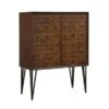 Somette Oxford Distressed Brown Two Door Bar Cabinet - Iron/Acacia - Oxford Distressed Brown