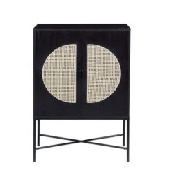 ACME Colson 2-door Wine Cabinet In Black - N/A - MDF/Metal - Black