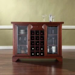 LaFayette Sliding Top Bar Cabinet In Vintage Mahogany Finish - 47.75 "W X 19 "D X 36 "H - MDF/Rubberwood - Mahogany -Elegance Barware cea455de b743 4ba1 b0d4 ca46cad20048