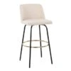 Silver Orchid Vallberga 30" Fixed-Height Bar Stool With Metal Base & Round Gold Footrest (Set Of 2) - Cream Noise Fabric/Black Metal Base -Elegance Barware cea5c6b9 fe2b 47bc aa9a b48dd06fed5e