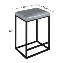 (Set Of 2) Riley Indoor Metal Faux Leather Bar Stools - Grey -Elegance Barware d06a16bb 72c3 431c a1ba 11fcd08b5a2c