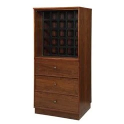 Wooden Wine Cabinet With 3 Drawers - Walnut