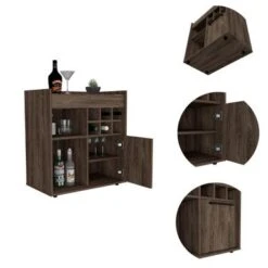 FM Furniture Leeds Bar Cabinet With 2 Concealed Shelves, 2 Open Shelves, And 6 Liquor Cubbies - Laminate -Elegance Barware d15c3582 91e7 4ae7 a0ff c945ed320bc3