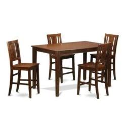 East West Furniture 5-piece Dining Room Pub Set - A Table And 4 Barstools - Mahogany Finish(Seat's Type Options) - DUBU5H-MAH-LC -Elegance Barware d23d3b4a 07d7 4e52 a8bc a6ade0c5a774