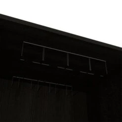 FM Furniture Sheffield H Bar Cabinet With Glass Rack, Open Shelf, Double Cabinet, 8 Bottle Cubbies, And Hairpin Legs - Laminate -Elegance Barware d2aabd28 dc05 4c30 8bcb 65b38304fe6b