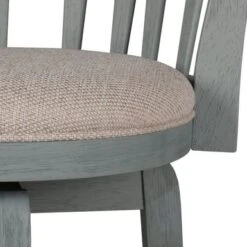 Hillsdale Furniture Savana Wood Upholstered Swivel Stool - White With Cream - Bar Height - 29-32 In. -Elegance Barware d2c5c95f 1b05 409b 8630 ed32c8d680c9