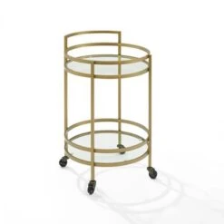 Bailey Round Bar Cart - 21.13x20x32.5 - Steel/Glass - Gold -Elegance Barware d37c4121 4142 48ed 814a f9c31758cd58
