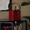 Leather Modern Wine Holder - 9 X 9 X 17 - Red -Elegance Barware d458b9fd 22cf 465a 8496 e831a54cd427