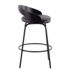 Carson Carrington Stavanger Fixed-Height Swivel Counter Stool With Black Metal Base & Round Footrest (Set Of 2) - Black Faux Leather/Black Wood -Elegance Barware d4df2d04 0db4 4b55 a6a5 8937bcc37bf8