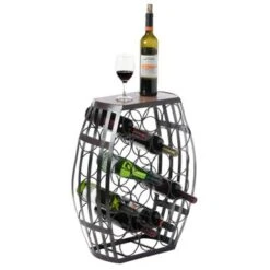 Vintiquewise Barrel Shaped 22 Bottles Decorative Table Wine Rack Storage - Brown