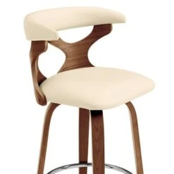 Zenia Modern Faux Leather And Wood Swivel Bar/Counter Stool - Grey & Walnut - Bar Height -Elegance Barware d6652123 0559 4ba8 81e2 b92c23e8aea1