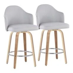 Carson Carrington Valsatra Fixed-Height Upholstered Counter Stool With Wood Legs (Set Of 2) - Light Grey/Natural Wood Legs -Elegance Barware d6c250ab 431b 477b 91db 0a6493550bdf