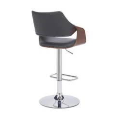 Aspen Adjustable Swivel Faux Leather And Wood Bar Stool With Metal Base - Black, Walnut, And Black -Elegance Barware d6f5788b 9c96 4108 a3a0 9188ef7a4079