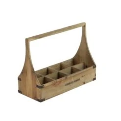 Farmhouse 14 X 18 Inch Wooden 8-Slot Wine Bottle Basket By Studio 350 - Brown -Elegance Barware d7ed62ce 5644 454e a353 f9502f8fdd5c