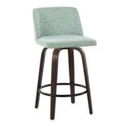 Carson Carrington Vallberga 26" Counter Stool With Walnut-Glazed Wood Base (Set Of 2) - Grey Noise Fabric/Round Black Footrest -Elegance Barware d7fa48f5 0fd4 4d26 939e d71a77df5ad5