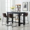 Roundhill Furniture Bronco Antique Wood Finished Bar Dining Set: Table And Four Bar Stools - Brown